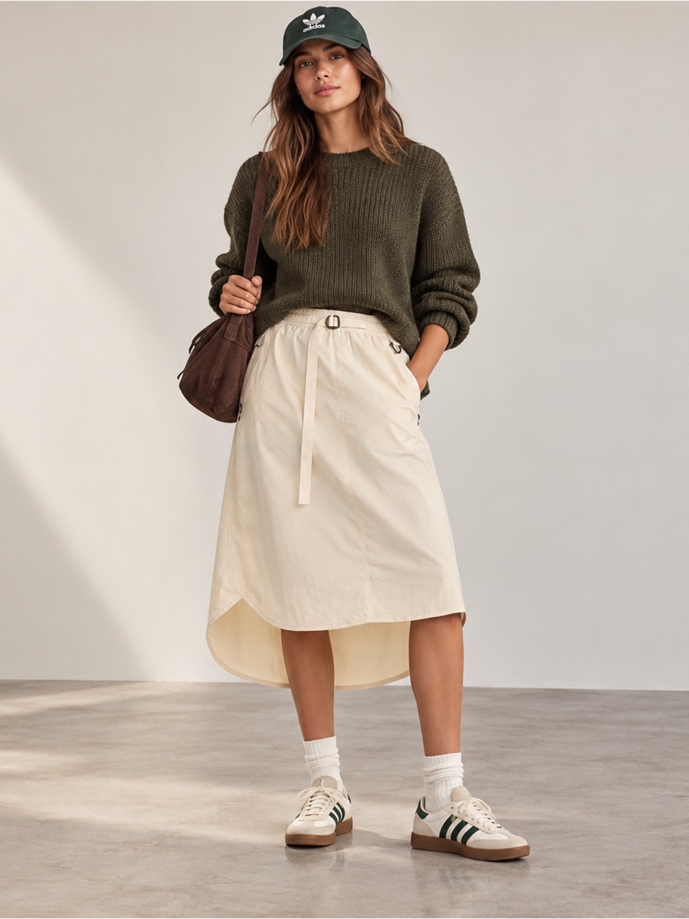 Adidas Originals Adventure Utility Midi Skirt 10 Beige Gorpcore High Low